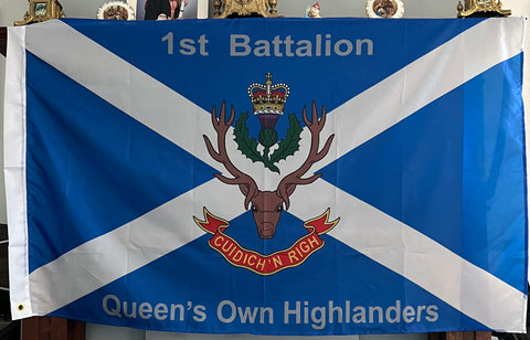 1BN Queens Own Highlanders 5 x 3 Colours Flag ( QOH )  1BNQOH/F